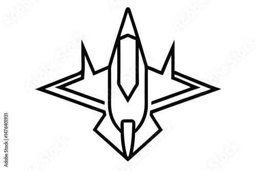 Sharp Fighter Jet Logo in Aerodynamic Monoline Illustration
