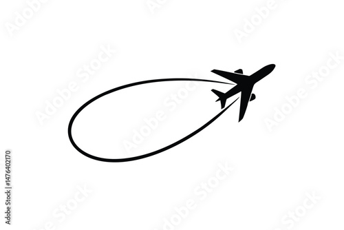 Minimal Vector Flight Route Logo with Curved Airplane Path
