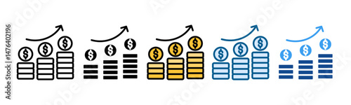 Inflation Rate Icon Set Multiple Style Collection