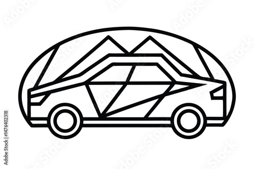 Futuristic Autonomous Vehicle Logo in Simple Geometric Style

