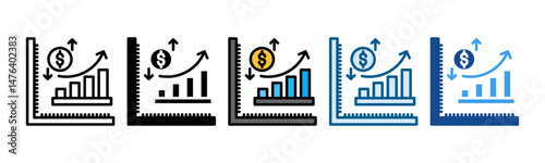 Market Fluctuation Icon Set Multiple Style Collection