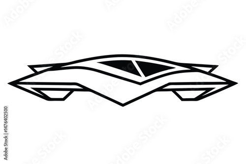High-Tech Flying Car Logo in Futuristic Minimal Vector Art