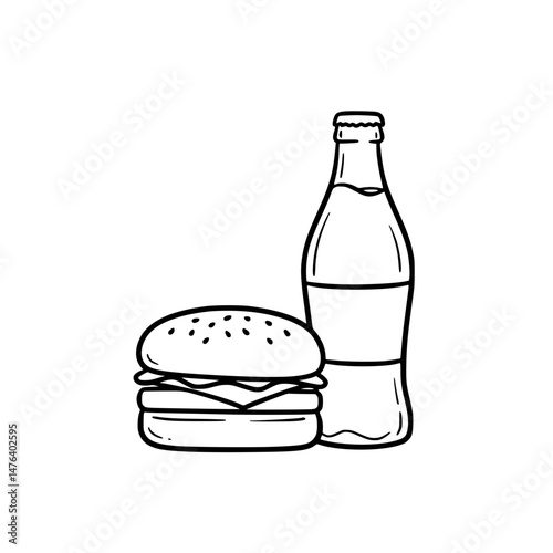 Soda Bottle and burger Icon