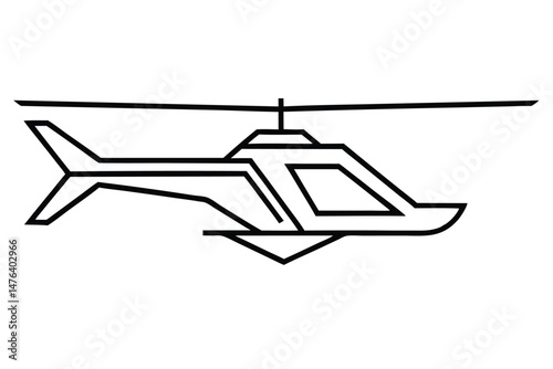Clean Line Art Helicopter Logo in Minimal and Smooth Style
