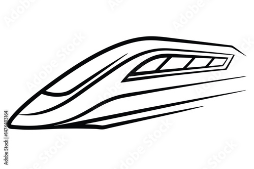 Futuristic Train with Speed Motion Streaks and Monoline Art
