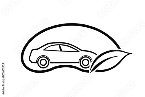 Eco-Friendly Electric Car Logo with Leaf Integration
