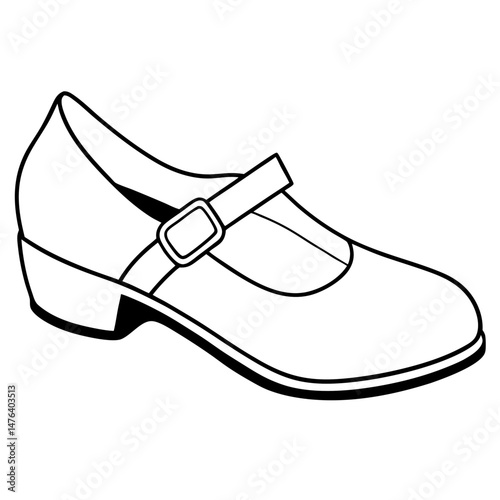 Mary Janes Black Silhouette Vector on White Background