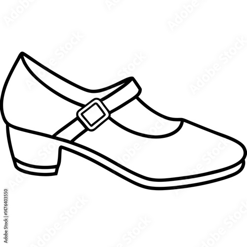 Mary Janes Black Silhouette Vector on White Background