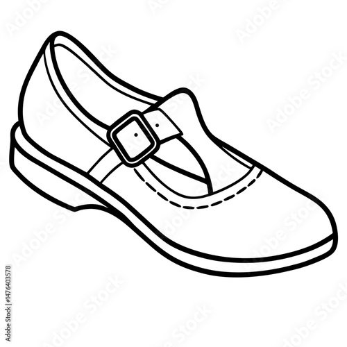 Mary Janes Black Silhouette Vector on White Background