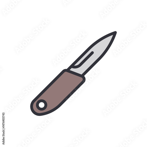 Simple Brown Handled Pocket Knife With Pointed Blade Illustration