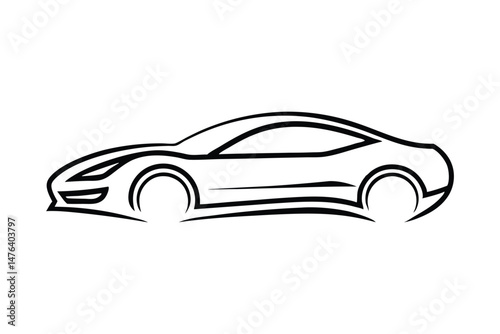 Luxury Car Rental Logo with Elegant Monoline Vector Illustration

