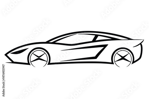 Luxury Sports Car Logo with Minimalist Line Art and Dynamic Design
