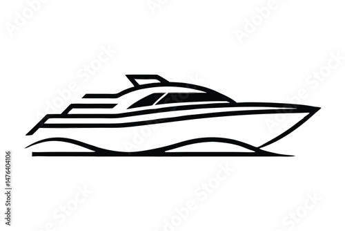 Luxury Yacht Logo with Sleek and Stylish Line Art Design
 photo