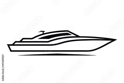 Sleek Luxury Yacht Logo with Ocean Theme in Monoline Style
