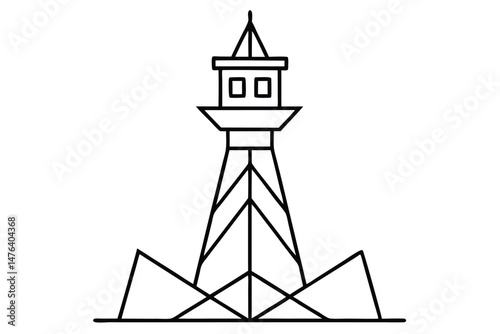 Minimalist Air Traffic Control Tower Logo with Simple Line Art

