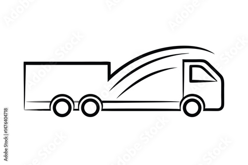 Minimalist Cargo Transport Logo with Line Art Truck Illustration
