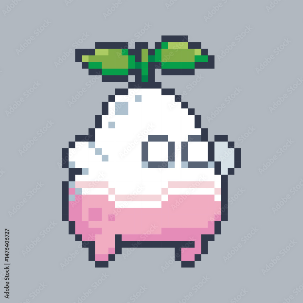Fototapeta premium radish plant monster in pixel art style with isolated background
