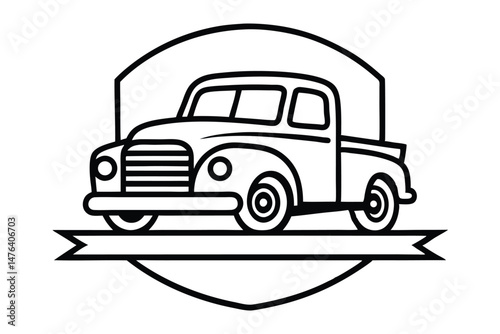 Retro Style Truck Logo with Vintage Typography and Hand-Drawn Design
