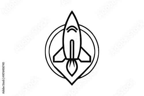 Rocket-Inspired Aviation Logo with Futuristic Space Design
