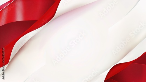 Flag Day Folded Background: Red Flags in Multifold Layers, Unfolding a Three - Dimensional Ode of the Interweaving of Creased Lights and Flag Elegance