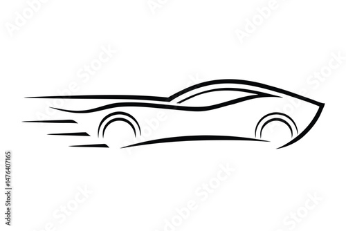 Minimalist Racing Car Logo Focused on Speed and Performance
