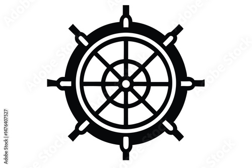 Stylized Ship Wheel Logo with Classic Nautical Branding
