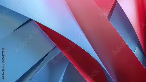 Flag Day Folded Background: Red Flags in Multifold Layers, Unfolding a Three - Dimensional Ode of the Interweaving of Creased Lights and Flag Elegance