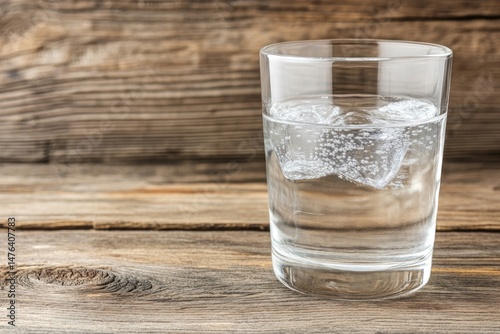 Refreshing water glass with ice