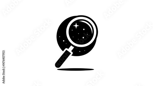 Magnifying glass icon with galaxy background logo vector 