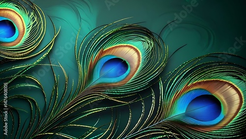 Colorful beautiful peacock tail ,Bright colorful feathers, peacock feather pattern background.