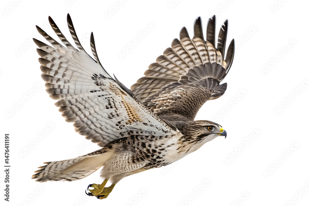 Fototapeta premium Large bird with a white head and brown body is flying in the air. Graphic, vector, illustration, art, icon, design, clipart, cartoon, sketch, watercolor, mockup, abstract, digital, stock, images, AI