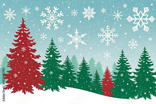 Festive Christmas Scene with Snow and Lights