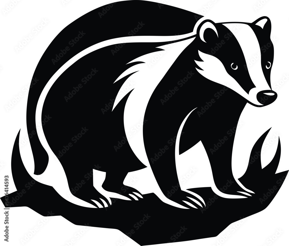 Fototapeta premium Striking Badger Silhouette Illustration