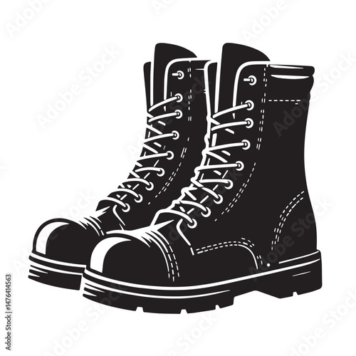 Boots Silhouette line art vector illustration on white background