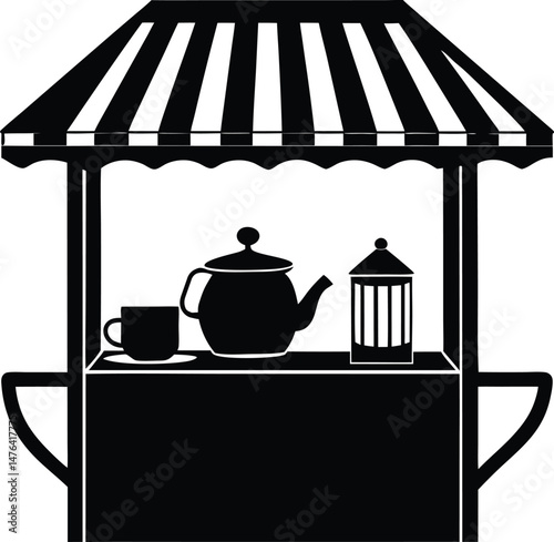 Silhouette of a Quaint Tea Stand