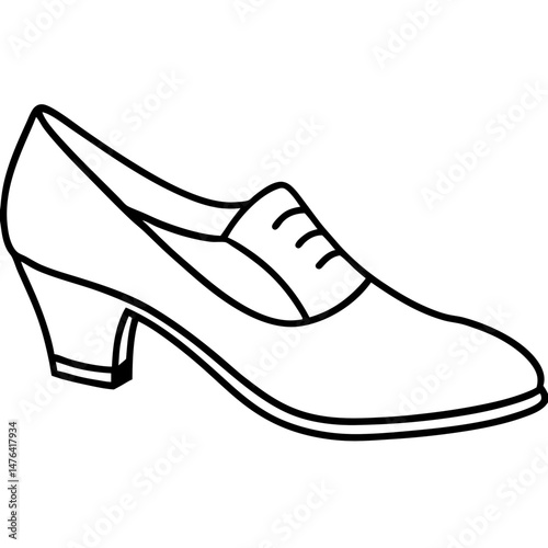 Black Court Shoes Silhouette Vector on White Background