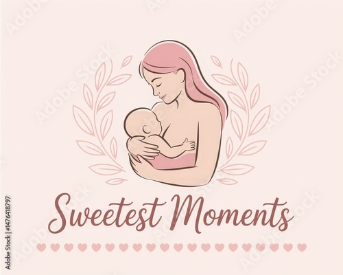 Illustration of a mother embracing her baby lovingly.
