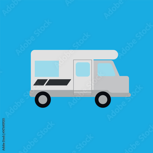 campervan or motorhome isolated vector element illustration. Traveling, summer, adventure theme. 