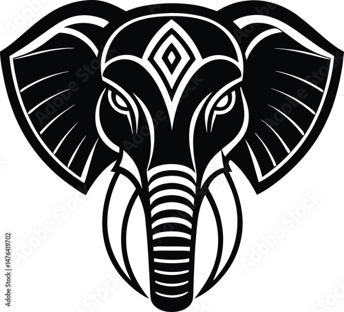 black and white tattoo of an elephant