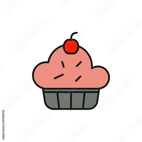 Cupcake with Sprinkles Icon for Colorful Desserts.