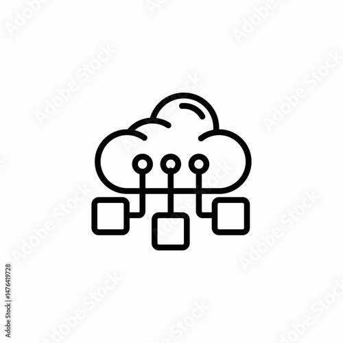 cloud group users icon sign vector