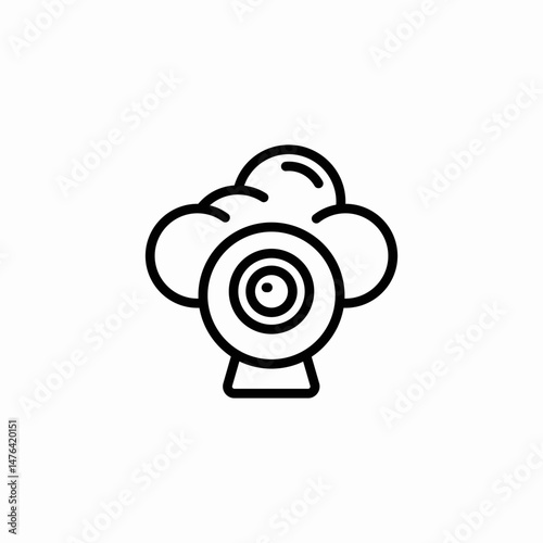cloud security camera icon sign vector