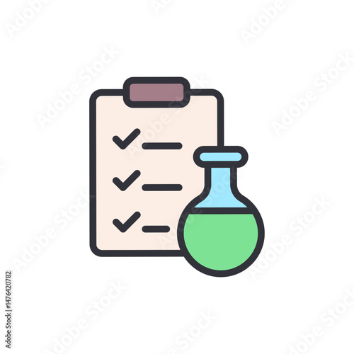 Icon Of Laboratory Equipment With Clipboard Isolated On Transparent Background