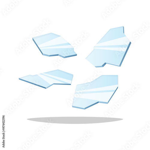 Glass broken shard vector isolated on white background.
