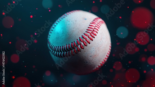 Wallpaper Mural Close-Up of a Baseball Surrounded by Abstract Colorful Lights and Bokeh Effects in a Dark Background Torontodigital.ca