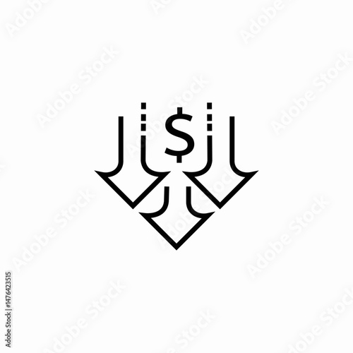 dollar downward arrows icon sign vector