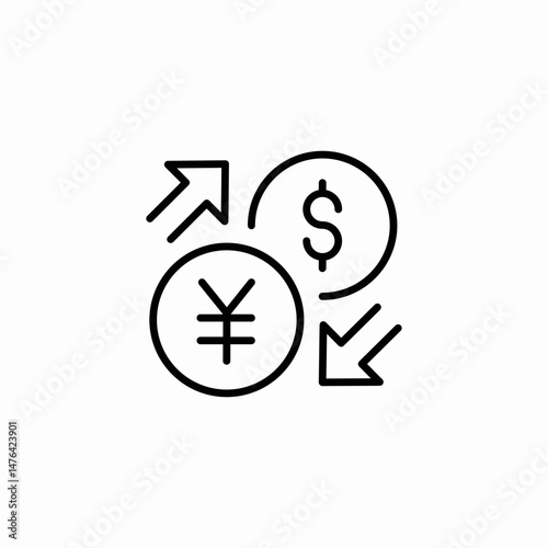 dollar yen exchange icon sign vector