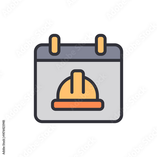 Construction Planning Reminder With Hard Hat Icon On Calendar