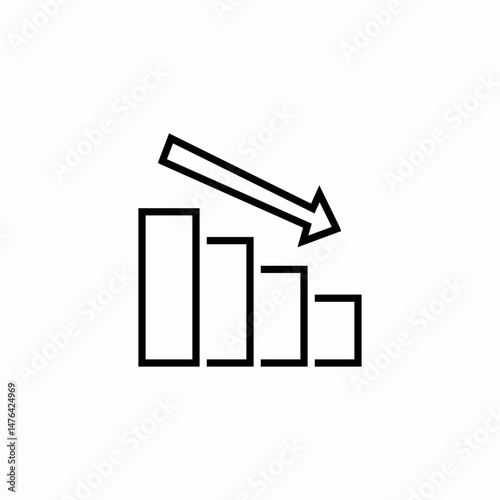 euro decreasing bars icon sign vector