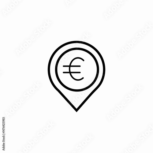 euro location pin icon sign vector